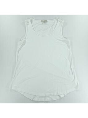 Joan Vass New York Women's Sleeveless Tank Top Rayon White Hi-Low Hem S